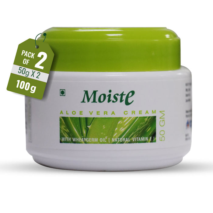 Moiste Aloe Vera Cream with Wheatgerm Oil (Natural Vitamin E) Moisturizer for All Skin Types - 50g