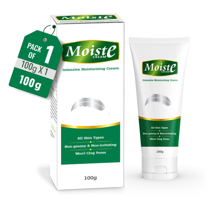 Moiste Aloe Vera Cream with Wheatgerm Oil (Natural Vitamin E) Moisturizer for All Skin Types – 100g in Tube Pack