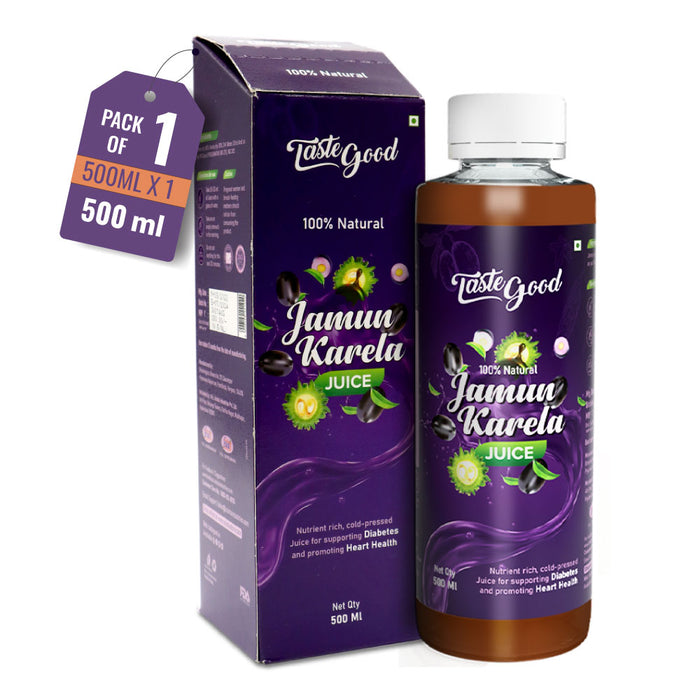 Taste Good Karela Jamun Juice for Diabetes | Natural Blood Sugar & Heart Health Support | Cold-Pressed & Nutrient-Rich | Made with Premium Jamun & Karela | No Artificial Flavors, Colors, or Preservatives | 500ml