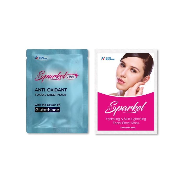 Sparkel 2 Combo - Glow Antioxidant & Hydrating Skin Lightening Face Sheet Mask