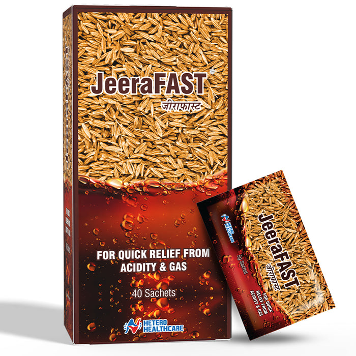 JeeraFast | Quick Relief from Acidity & Gas | Ayurvedic Proprietary Medicine | Fast-Acting Digestive Support | 40 Sachets (5g each)