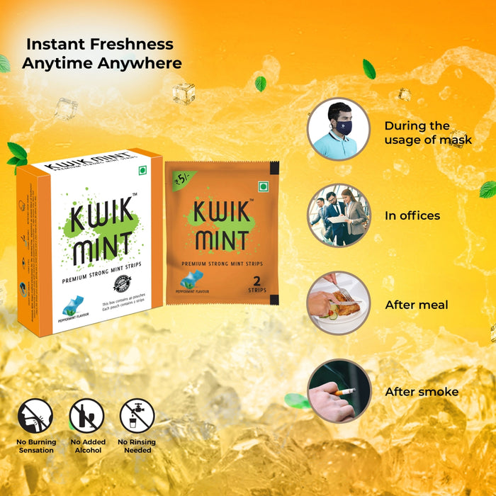 Kwik Mint - Sugar Free Cool Mint Mouth Freshener Oral Care Breath Strips - pack of 1 (88 Strips)