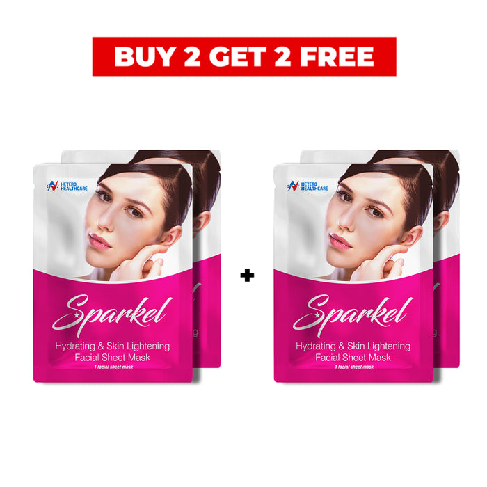 Sparkel | Hydrating & Skin Lightening Facial Sheet Mask | With Aloe Vera, Olive Leaf & Rose Fragrance | Moisturising & Brightening Skin Care
