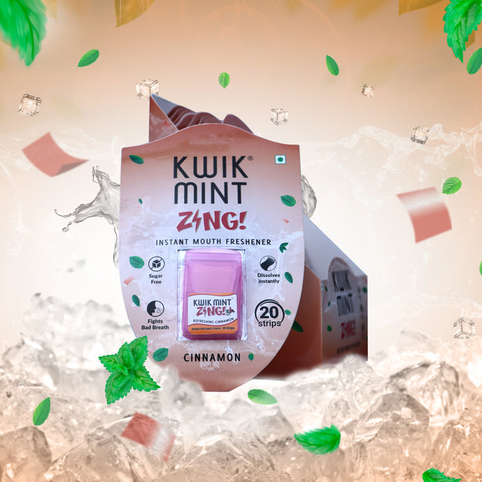 Kwik Mint Zing Cassettes - Mouth Freshener Oral Strips (Pack of 10)