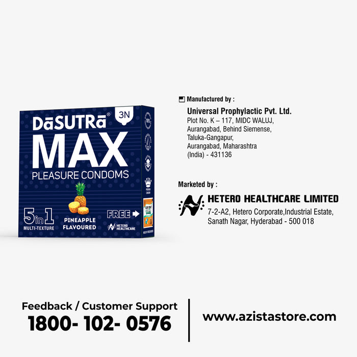 DaSutra Max Pleasure Condoms - With 396 dots | 5in1 multi-textured condoms | Flavour