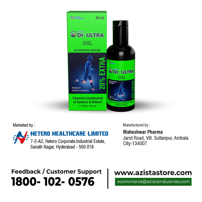 Dr Ultra Pain Relief Oil - 60ml | Natural Ayurvedic Formula for Joint and Muscle Pain