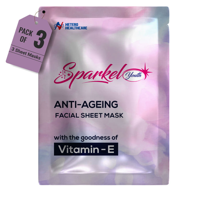 Sparkel Youth - Anti-Ageing Face Sheet Mask with Vitamin E & Retinol