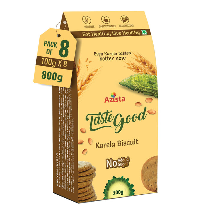 TasteGood Karela Biscuits | Sugar-Free, High-Fiber & Diabetic-Friendly Snack | Made with Bitter Gourd, Almonds & Oats | Supports Weight Management & Healthy Lifestyle | Zero Cholesterol & Trans Fat | Each Box Contains 10 Biscuits | 100g