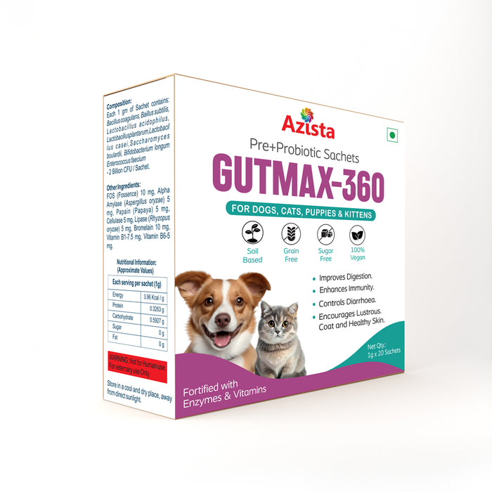 GUTMAX-360 Pre+Probiotic (1gm) 20 Sachets for Dogs & Cats