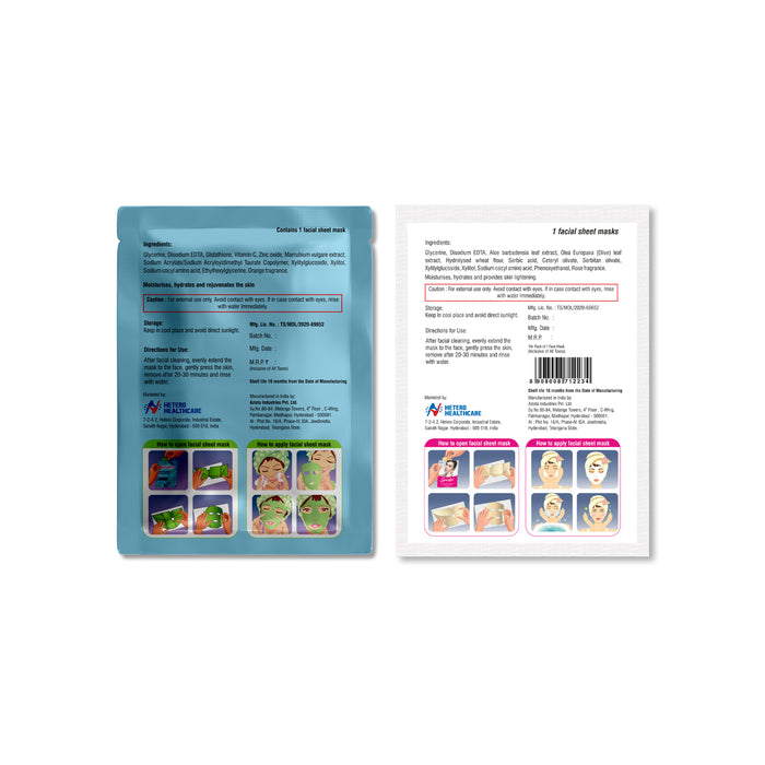 Sparkel 2 Combo - Glow Antioxidant & Hydrating Skin Lightening Face Sheet Mask