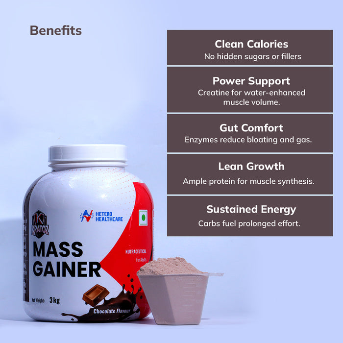 Kratoz Mass Gainer Powder – Chocolate Flavour (3 kg)