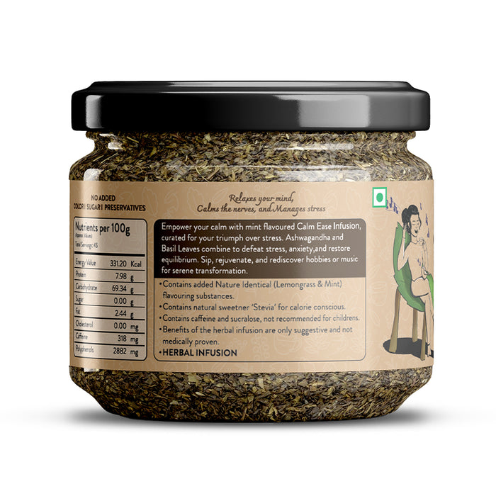 TULA Wellbeing Calm Ease Infusion | Herbal Functional Tea | Lemongrass & Mint Flavor | 100% Natural Herbs | 100g | 45 Servings