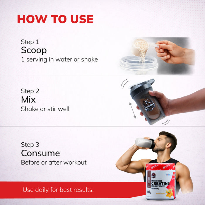 Kratoz Creatine Powder | Micronized Creatine Mono Hydrate (85 Servings) | Speeds Muscle Recovery & Reduces Post Workout Fatigue - 300g