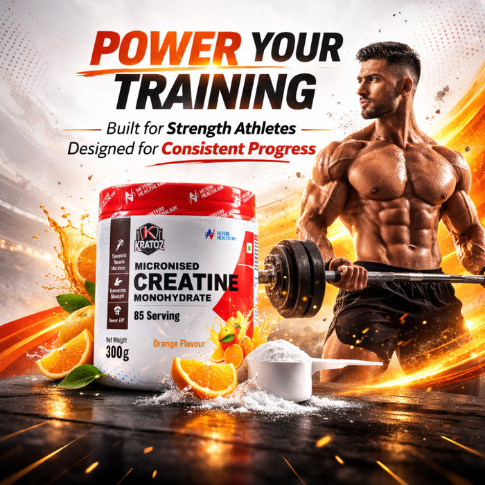 Kratoz Creatine Powder | Micronized Creatine Mono Hydrate (85 Servings) | Speeds Muscle Recovery & Reduces Post Workout Fatigue - 300g