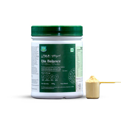 Dia-Balance Protein Powder | Low GI Diabetic Protein Powder for Blood Sugar Support | Whey & Soy Protein with Fiber & Herbal Actives | Kesar Elaichi | 400 g