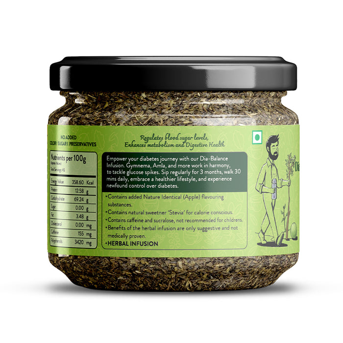 TULA Wellbeing Dia-Balance Infusion | Apple Flavored Functional Herbal Tea | Regulates Blood Sugar & Enhances Metabolism | 100g