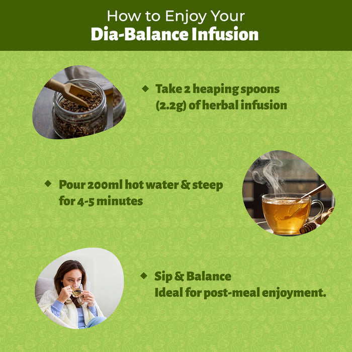 TULA Wellbeing Dia-Balance Infusion | Apple Flavored Functional Herbal Tea | Regulates Blood Sugar & Enhances Metabolism | 100g