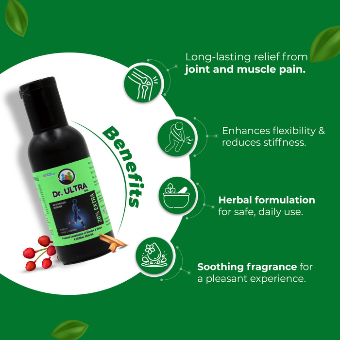 Dr Ultra Pain Relief Oil - 60ml | Natural Ayurvedic Formula for Joint and Muscle Pain