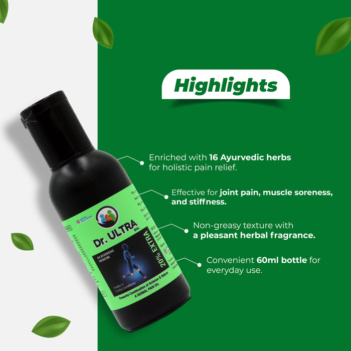 Dr Ultra Pain Relief Oil - 60ml | Natural Ayurvedic Formula for Joint and Muscle Pain