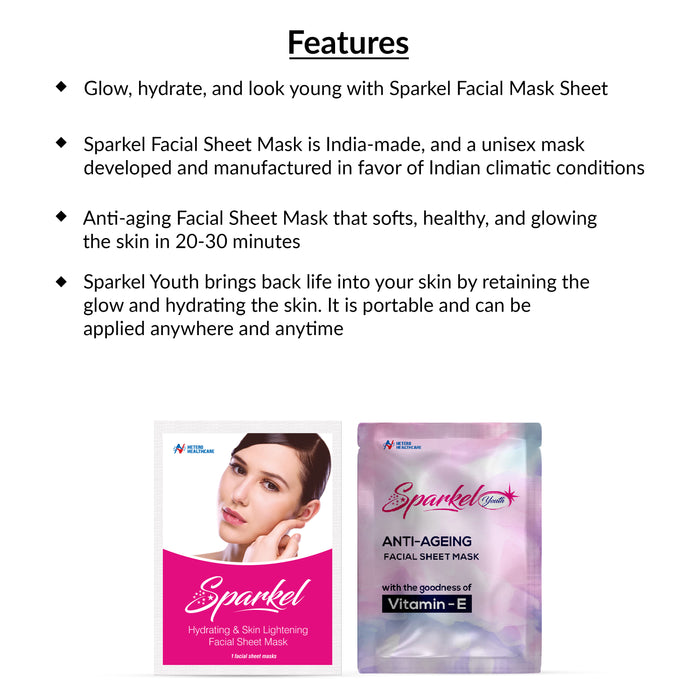 Sparkel 2 Combo - Sparkel Youth Anti-Aging & Hydrating - Skin Lightening Face Sheet Mask