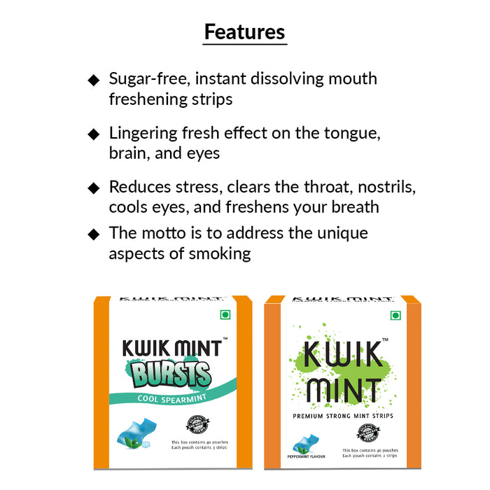 Kwik Mint Bursts & Premium Mouth Freshener.