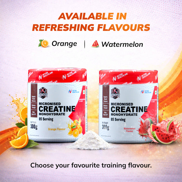 Kratoz Creatine Powder | Micronized Creatine Mono Hydrate (85 Servings) | Speeds Muscle Recovery & Reduces Post Workout Fatigue - 300g