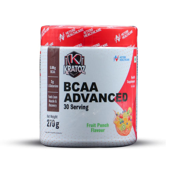 Kratoz BCAA Advance Powder | Supplement with L- Glutamine and Essential Amino Acids for Lean Muscle, Recovery & Endurance 30 Servings - 270g
