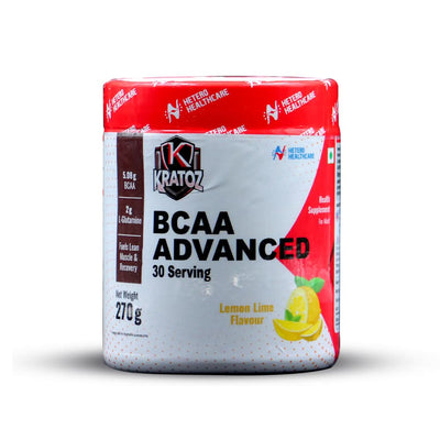 Kratoz BCAA Advance Powder | Supplement with L- Glutamine and Essential Amino Acids for Lean Muscle, Recovery & Endurance 30 Servings - 270g