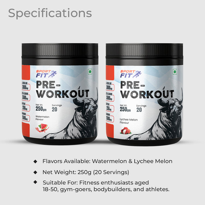 Sport Fit Pre-Workout Supplement – Boost Energy, Endurance & Focus  250g