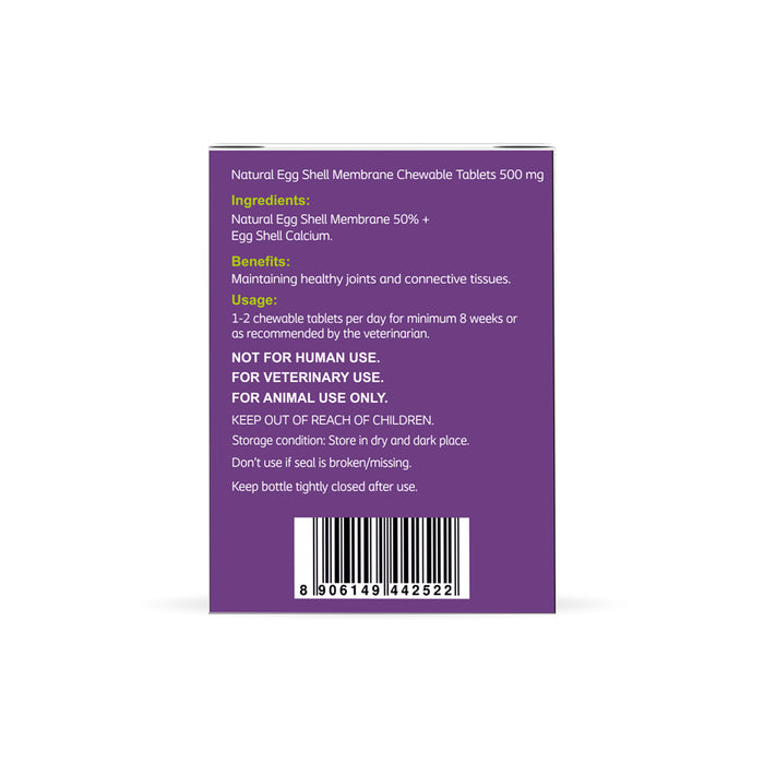 SHELLTREK Natural Egg Shell Membrane Chewable Tablets 500mg for Dogs and Cats