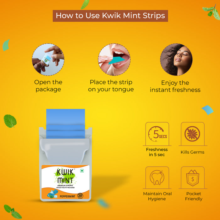 Kwik Mint Mouth Freshener Strips – Instant Freshness with Natural Mint (Pack of 1)
