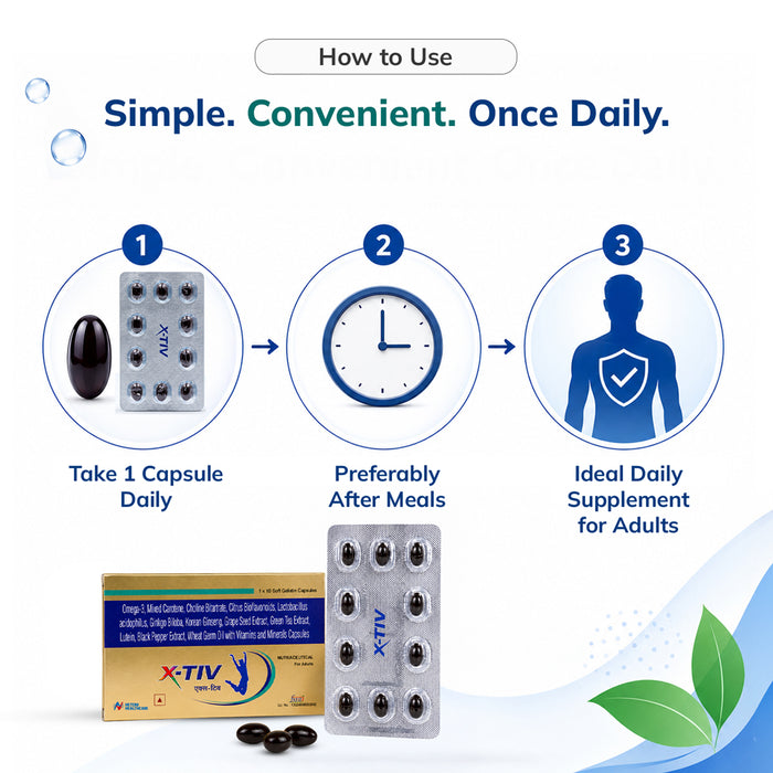 X-TIV Soft Gel Capsules – Advanced Daily Multinutrient with Omega-3, Probiotics, Vitamins & Minerals