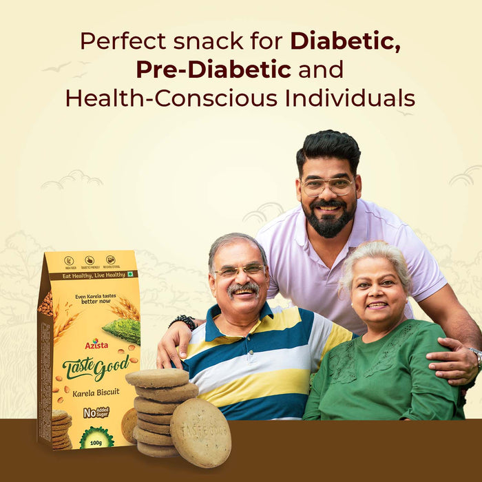 TasteGood Karela Biscuits | Sugar-Free, High-Fiber & Diabetic-Friendly Snack | Made with Bitter Gourd, Almonds & Oats | Supports Weight Management & Healthy Lifestyle | Zero Cholesterol & Trans Fat | Each Box Contains 10 Biscuits | 100g