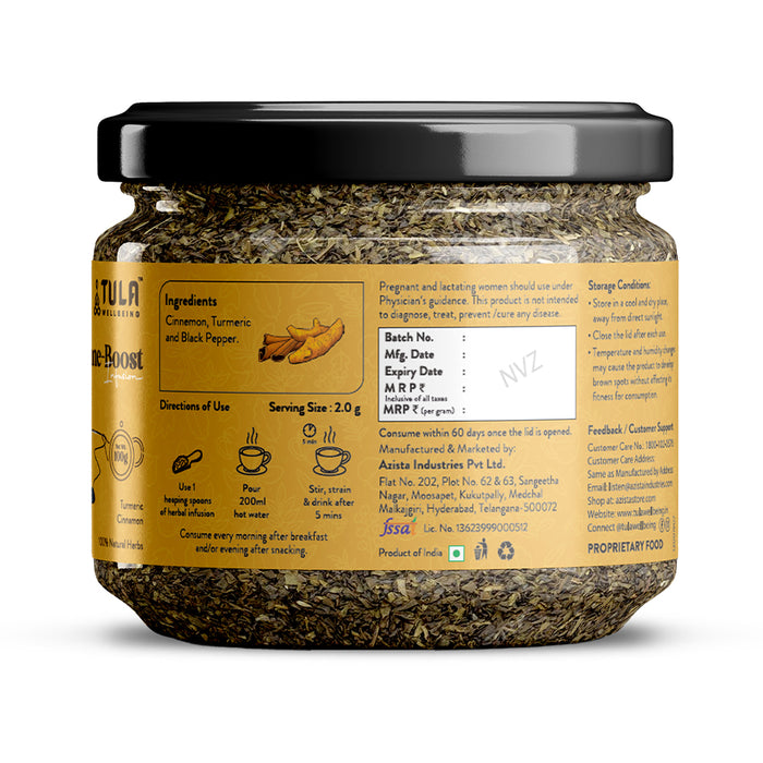 TULA Wellbeing Immune-Boost Infusion | 100% Natural Herbs | Functional Tea with Cinnamon, Turmeric & Black Pepper | Boosts Immunity & Metabolism | 100g (50 Servings)