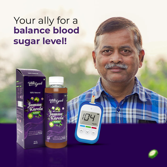 Taste Good Karela Jamun Juice for Diabetes | Natural Blood Sugar & Heart Health Support | Cold-Pressed & Nutrient-Rich | Made with Premium Jamun & Karela | No Artificial Flavors, Colors, or Preservatives | 500ml