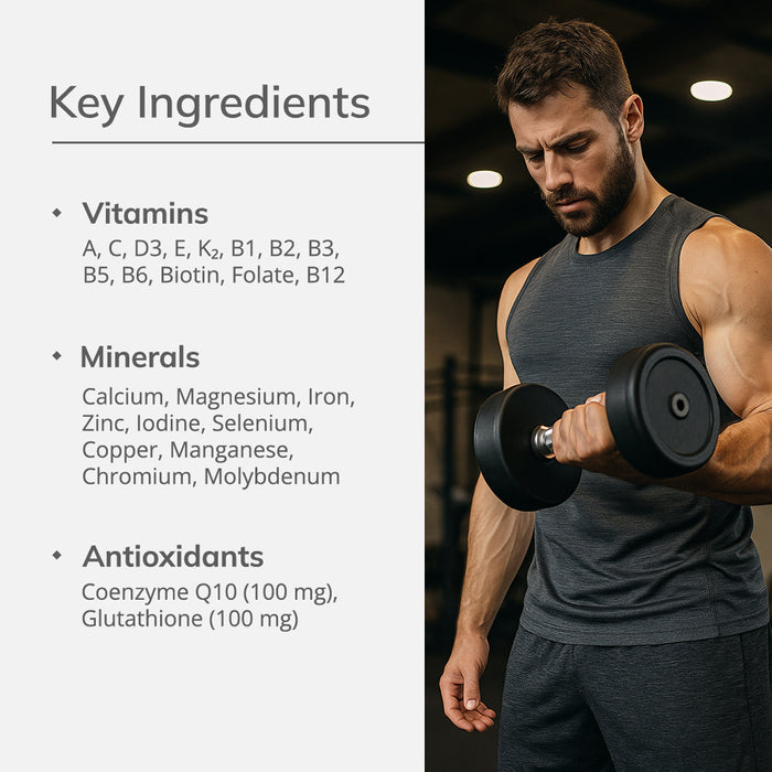 Kratoz Multivitamin + Multimineral Tablets with CoQ10 & Glutathione – 60 Tablets
