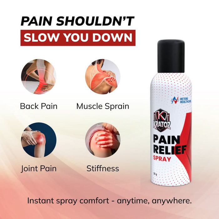 Kratoz Pain Relief Spray | Instant Relief from Knee Pain, Back Pain, Shoulder, Muscle & Joint Pain | Ayurvedic Formula - 55g