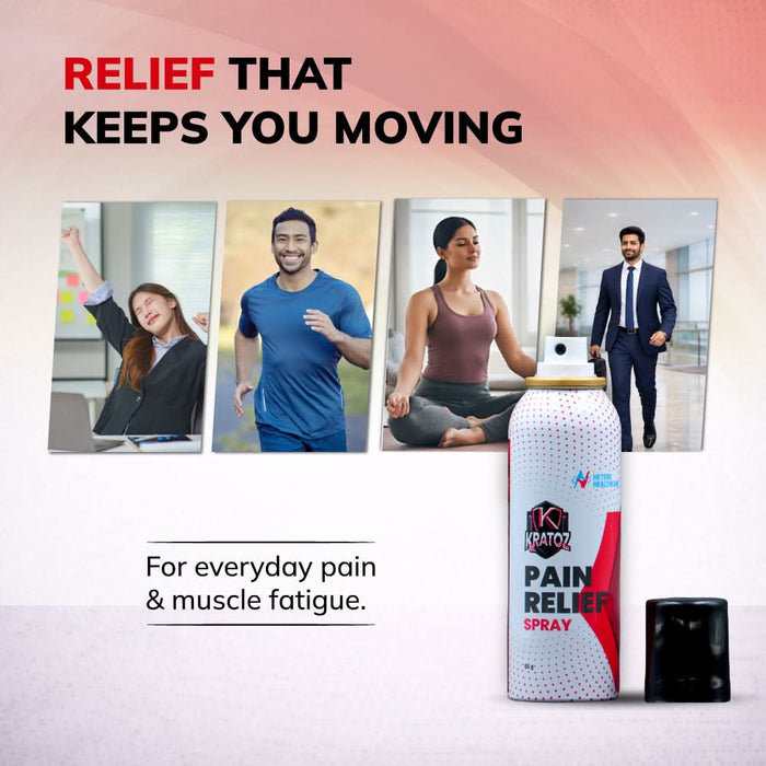 Kratoz Pain Relief Spray | Instant Relief from Knee Pain, Back Pain, Shoulder, Muscle & Joint Pain | Ayurvedic Formula - 55g
