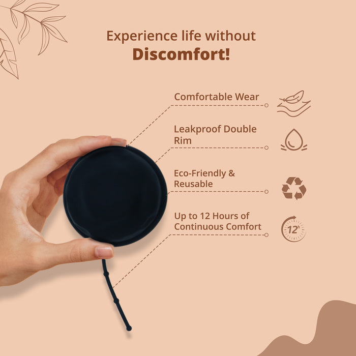 bbold Reusable Menstrual Disc for Women | 100% Medical Grade Silicone | Ultimate Comfort - Soft No Leakage | Protection for Up to 12 Hours - Colour (Black)