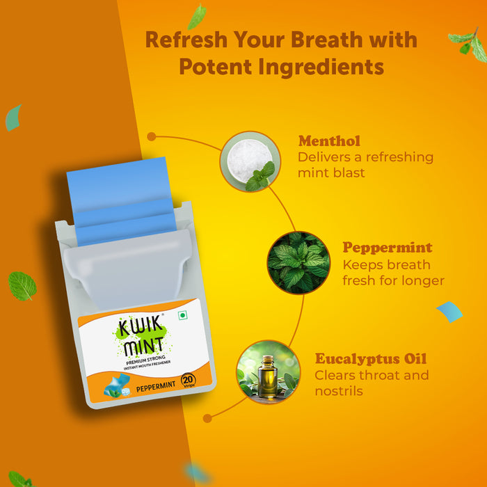 Kwik Mint Mouth Freshener Strips – Instant Freshness with Natural Mint (Pack of 1)