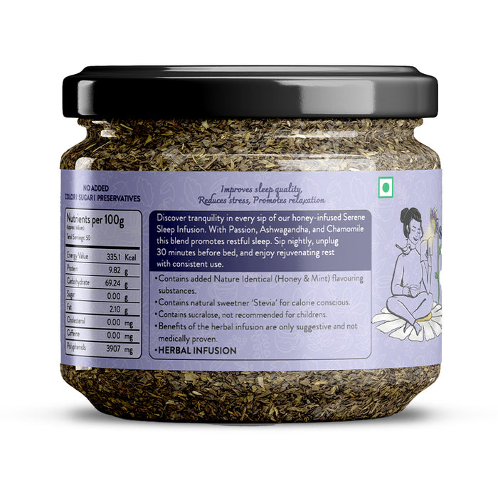 TULA Wellbeing Serene Sleep Infusion | Functional Herbal Tea | 100% Natural Herbs | Honey & Mint Flavor | 100g | 50 Servings
