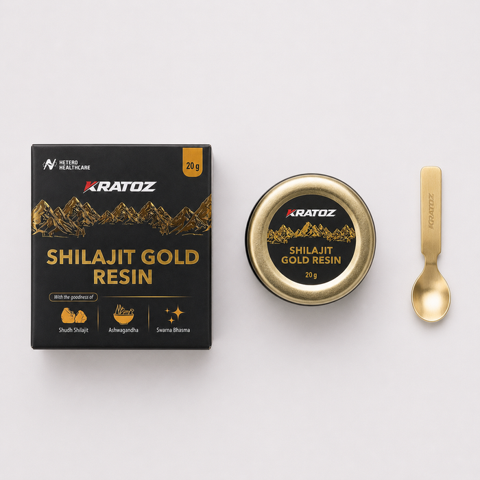 Kratoz Shilajit Gold Resin with Ashwagandha, Safed Musli & Swarna Bhasma for Strength & Stamina – 20g