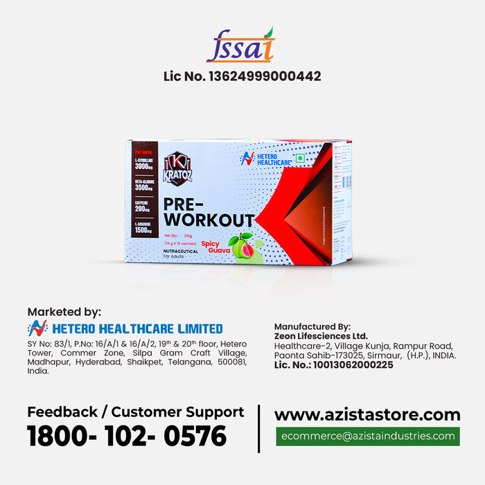 Kratoz Pre-Workout – Spicy Guava Flavour (210g | 15 Sachets) 