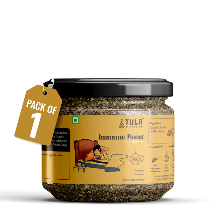 TULA Wellbeing Immune-Boost Infusion | 100% Natural Herbs | Functional Tea with Cinnamon, Turmeric & Black Pepper | Boosts Immunity & Metabolism | 100g (50 Servings)