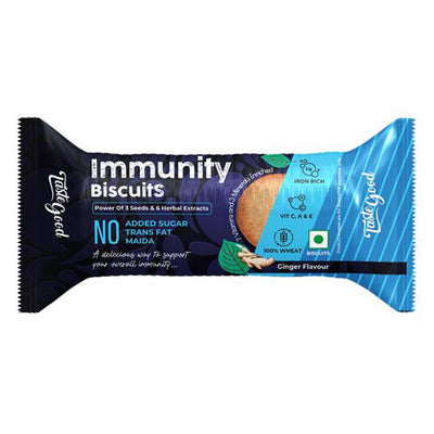 Taste Good Immunity Biscuits | Ginger Flavour | 6 Herbal Extracts & 3 Super Seeds | Whole Wheat, No Maida, Zero Trans Fat | 750g