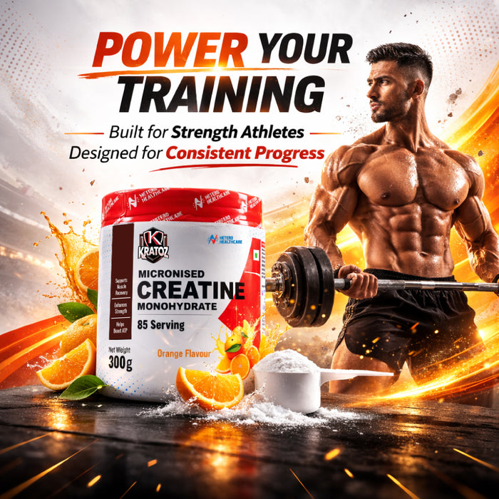 Kratoz Creatine Powder | Micronized Creatine Mono Hydrate (85 Servings) | Speeds Muscle Recovery & Reduces Post Workout Fatigue - 300g