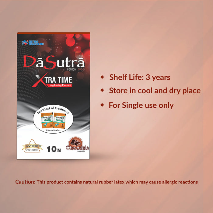 DaSutra Xtra Time Long Lasting Pleasure Condoms - 10's Pack Ribbed-Dot ...