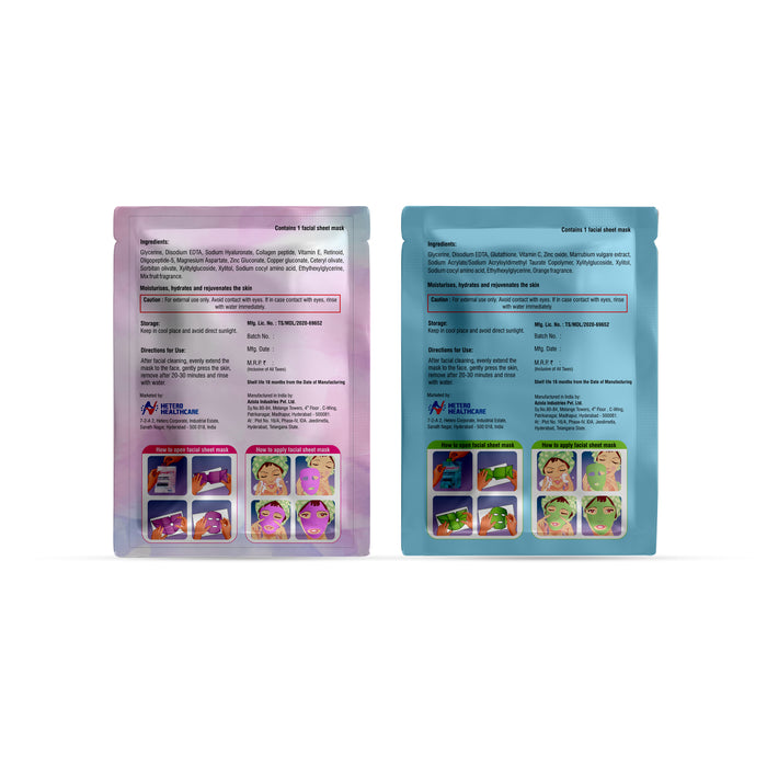 Sparkel 2 Combo - Youth Anti Aging & Glow Antioxidant Face Sheet Mask