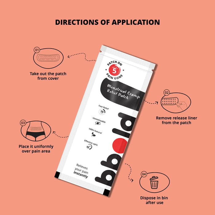 bbold Menstrual Cramp Relief Patch | Fast - Acting & Long - Lasting Comfort | 100% Natural Ingredients | Discreet, Mess - Free & Easy to Use | Up to 12 Hours of Pain Relief | 5 Patches Per Pack - Azistastore