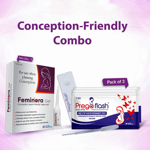 Conception Friendly Combo - Feminora Gel (3x5g Tubes) & Pregaflash Pack of 3 for Optimal Fertility Support - Azistastore